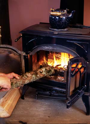 
A woodstove can be the primary heat source in a house or provide extra warmth in common gathering areas.
